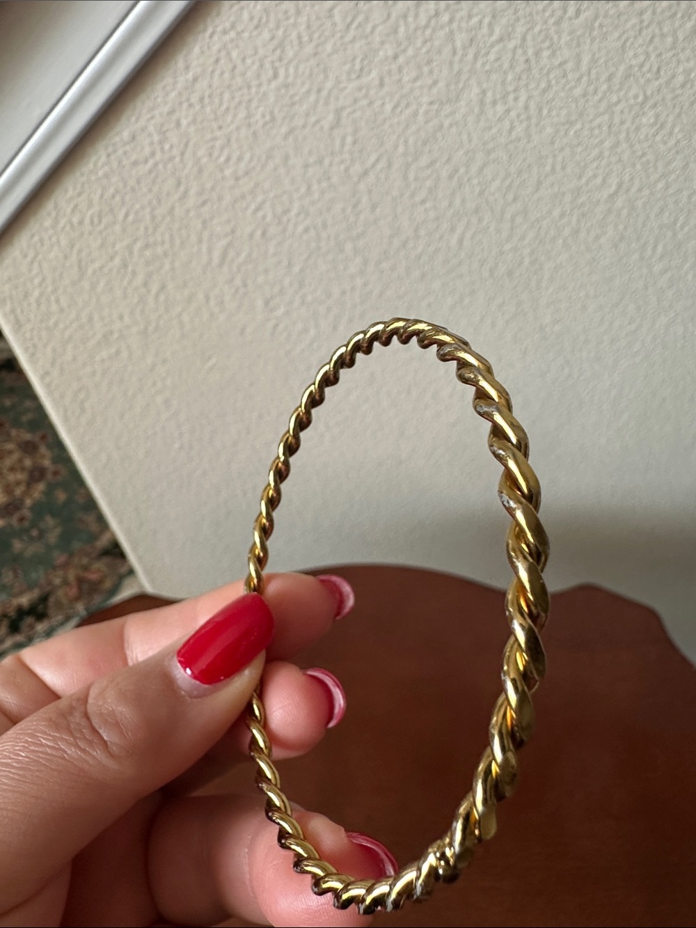 Fashion Jewelry Gold Twisted Rope Bangle - Picture 2 of 8